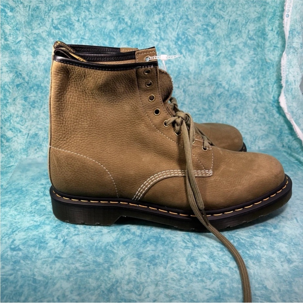 Dr. Martens Men’s Leather Olive Green High Top Suede Combat Boots Men’s Size 14